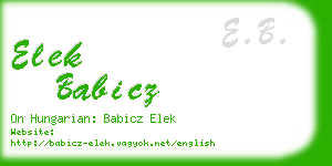 elek babicz business card